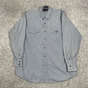 Lucchese 1883 Shirt Mens ML Blue Checker Western Long Sleeve Button Down‎
